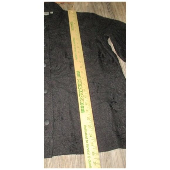 CHICOS Size 2 US Sz L 12 Womens Top Button Down Shirt Black Sheer Print Festival - Picture 5 of 12